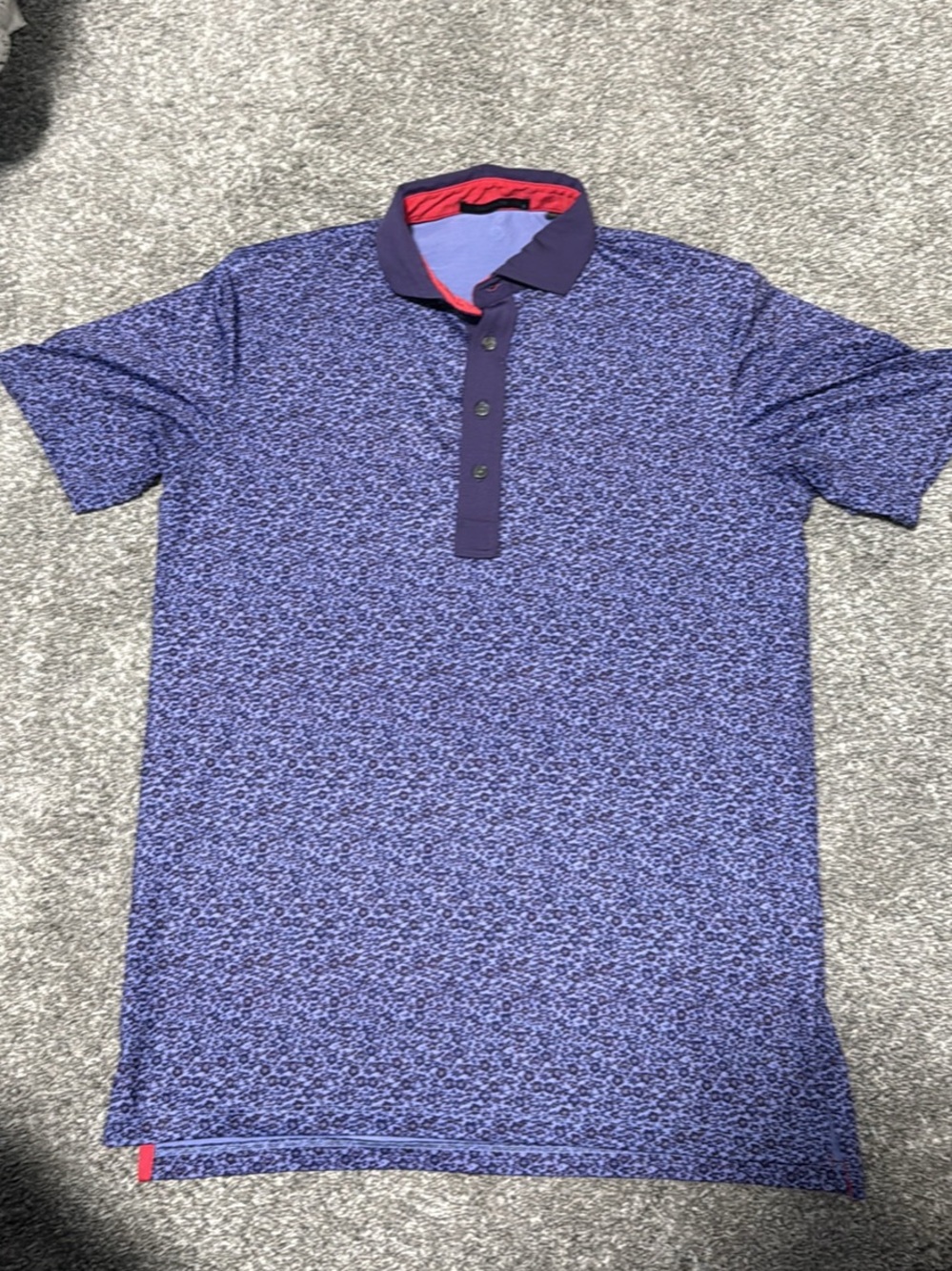 Greyson Men's Purple Flower Patterned Golf Polo Shirt Small